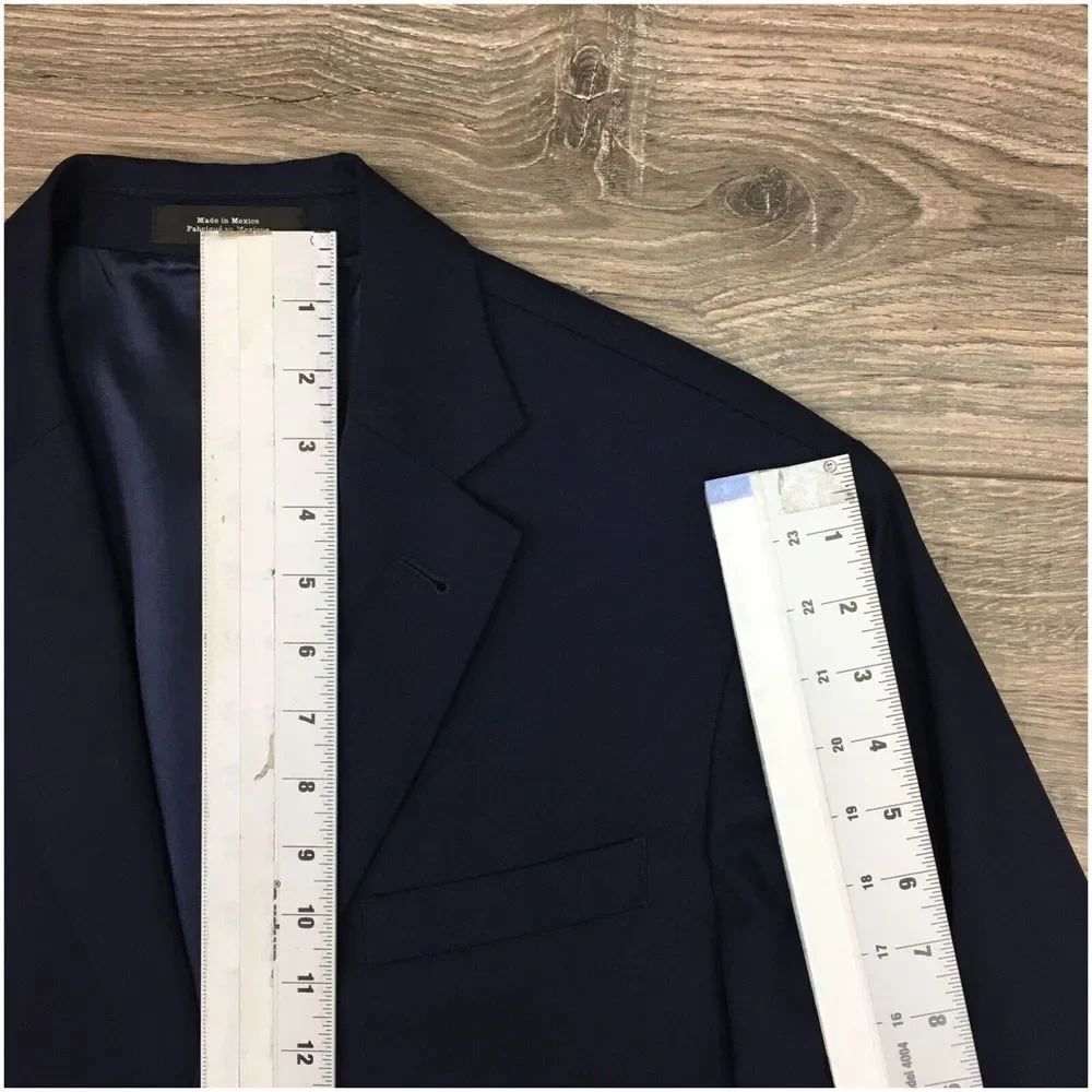 NORDSTROM Mens Blazer Sport Coat Casual Jacket‎ Size 40R Trim Fit Blue Wool Suit